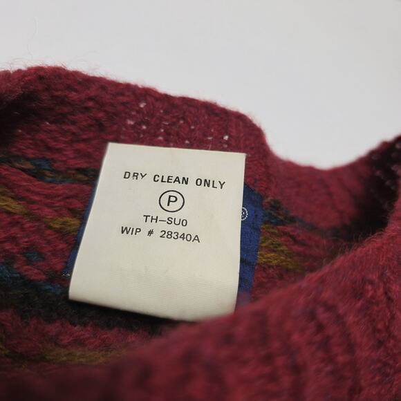Vintage Woolrich Red Patterned Pure Wool Men's Sweater Size Medium 90's - Picture 7 of 7